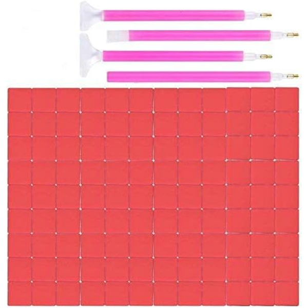 100 stk. 2 cm x 2 cm DIY maling lim ler diamantmaling lim ler med 4 stk. 4 størrelser 5D diamantmaling pen