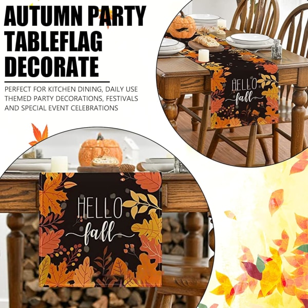 Høstbordløper, 1 stk. Hello Fall bordløpere 72 tommer lang høstgresskar bordløper 13x72 tommer høstbordløper Thanksgiving bord