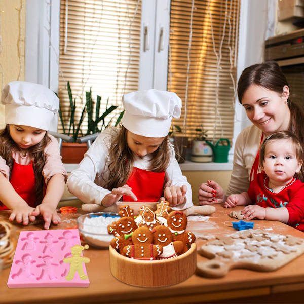 Jul Pepparkaksgubbe Fondantform, Tårtdekorationsform i Silikon, Chokladgodis Köksbakningsverktyg för Jul