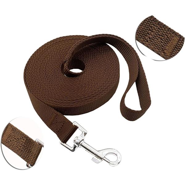 Nylon træningshundesnor til små, mellemstore og store hunde, 15ft 20ft 30ft 50ft lang snor Hunde-/hvalpetræningssnor til lydighedstræning, camping50ftBrun