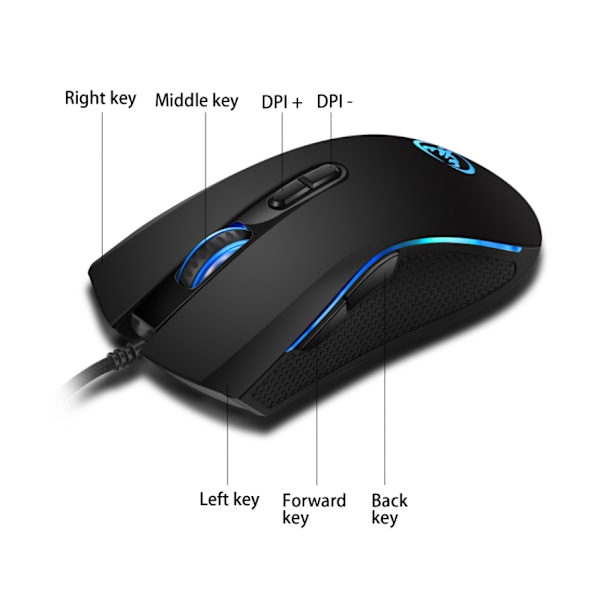 RGB Gaming Mus - Baggrundsbelyst kablet ergonomisk 7-knaps programmerbar mus  7200 DPI til Windows PC (sort)$Gaming Mus kablet