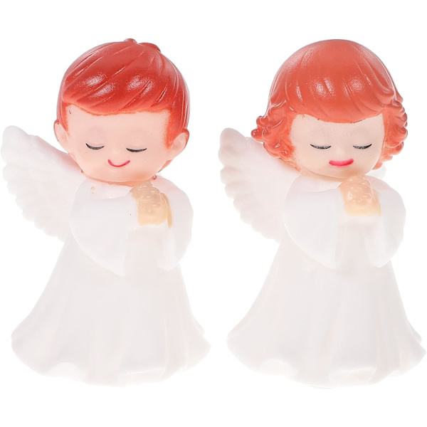 Resin Cake Topper Änglar Figurer Staty Prydnad Harts Prydnad Tårta Dekor för Födelsedag Bröllop Bordsdekoration 2 st (Pojke och Flicka)
