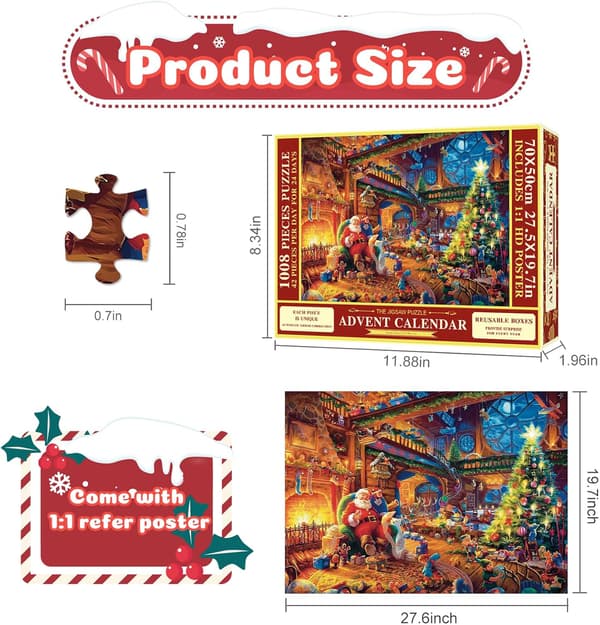 Adventskalender Puslespill 1008 Biter 24 Dager Nedtelling til Jul for Barn og Voksne 10
