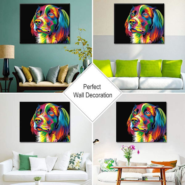 Digital målning för barn och vuxna nybörjare, DIY akrylfärg på canvas målningskit, 40*50 cm färgad hund [orammad
