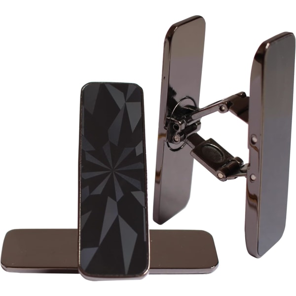 360° roterande smartphone-stativ, justerbart vertikalt horisontellt aluminiumlegeringsstöd för mobiltelefonkompatibelt, 2-pack (svart)