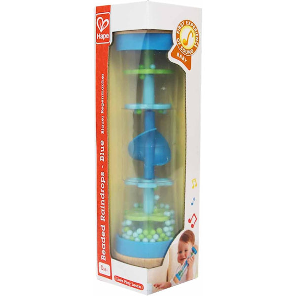 Perler regndråper | Mini tre musikalsk shake & rattle regnskaper leketøy, blå, modellnummer: E0328B, L: 2, B: 2, H: 7,9 tommer