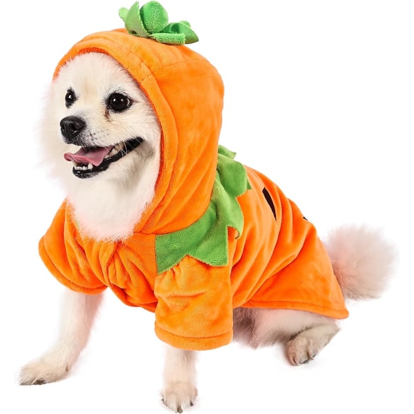 Valp Hund Husdjur Halloween Pumpa Kostym Ytterkläder Kappa Hoodie (L)