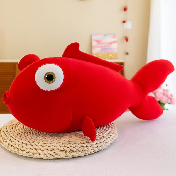 Goldfish-pehmotäytetty eläin, pehmeä kultakala-nukketyyny, syntymäpäiväpojat ja -tytöt (13,75 tuumaa) (punainen)