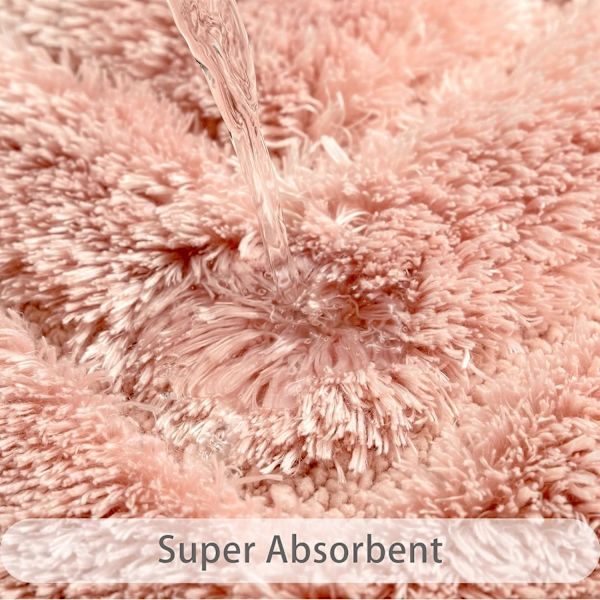 Rosa badrumsmattor halkfria små badmattor för badrum korallrosa badrumsdekor fluffig plysch badmatta maskintvättbar(24” x16”)