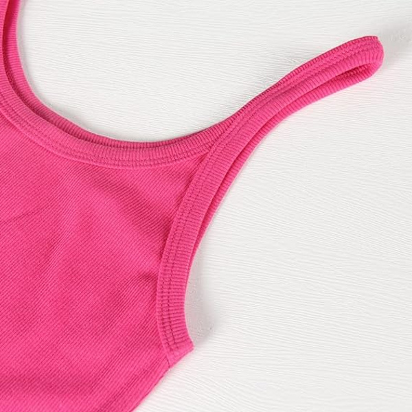 Kvinde Ærmeløs Tank Top Formtilpasset Rund Hals Ribstrikkede Basistrøjer（stor）