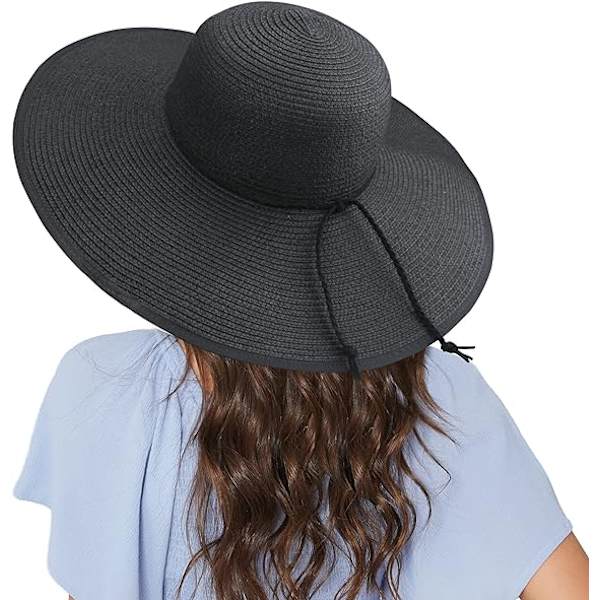Kvinde Bredskygget Solhat UPF50 Halm Sommerhat Floppy Strandhat Roll-Up