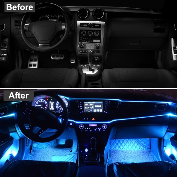 EL Wire Interior Car LED Strip Lights, LEDCARE USB Neon Glödande Strobing El Wire Lights med 6 mm sömnadskant, Ambient Lighting Kit (5M/16.5FT)