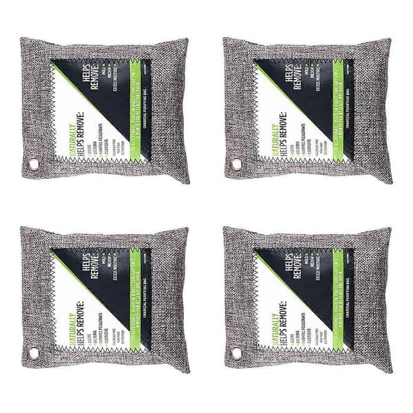 Kull Luktabsorberende Pose For Husholdninger Bileiere Røyk Luktfjerning 4 STK Bambusmateriale Rektangulær Form Grey M