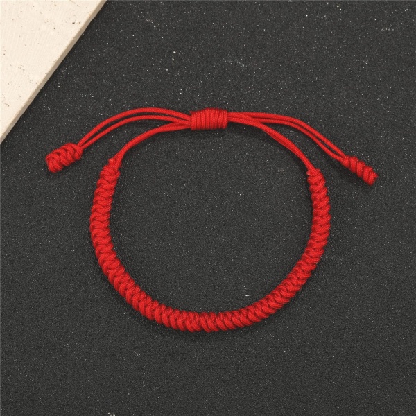 Handgjorda buddhistiska strängarmband för kvinnor män pojkar flickor, tibetanskt justerbart vävt reparmband, rött och svart, 2 eller 6 st/ set