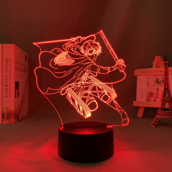 Anime 3D nattlys for Anime-fans - 16 fargeskift med fjernkontroll Anime Manga figur leketøy illusjon LED-lampe (14-svart base)