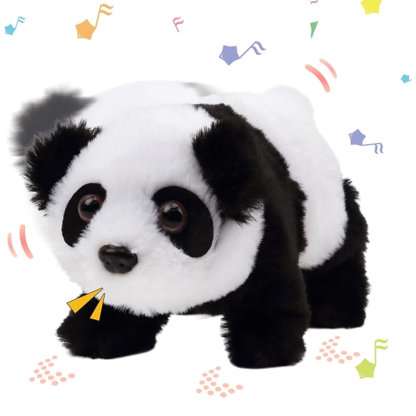 Crawling Panda interaktiv elektronisk plyschleksak för husdjur med ljud och rörelser Animerad skakhuvudpresent till småbarns födelsedag, 7''