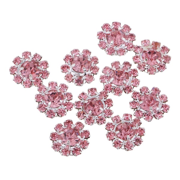 10 st kristall strass blomma utsmyckningar knapp flatback bröllop dekorer rosa