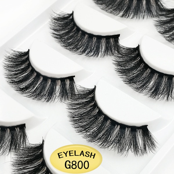 Sommarrea 5 Par Lösögonfransar - 3D Faux Mink - G800 Black Svart