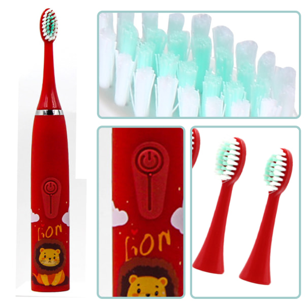 Elektrisk tandborste för barn med 6 borsthuvuden, IPX7 vattentät, inbyggd smart timer, barnens tandborste lämplig för åldrarna 3+