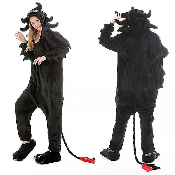 Heta påskerbjudanden! Tandlösa Drakdräkten Helkropp Pyjamas Halloween Jul Jumpsuit Kigurumi För Vuxna Barn c Inga skor No shoes M