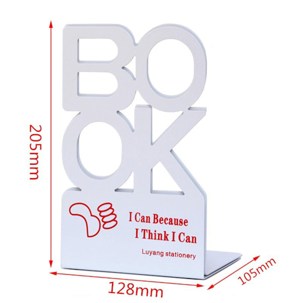 2 st bokhållare stöd bokstöd för bokhylla skolmaterial kontor vit