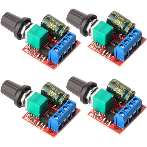 4 mini motorvarvtalsregulatorer, PWM-varvtalsregulatorer, DC 5V-35V 5A justerbara PWM-omkopplare, 6V 12V 24V variabla hastighetsomkopplare med LED-indikator