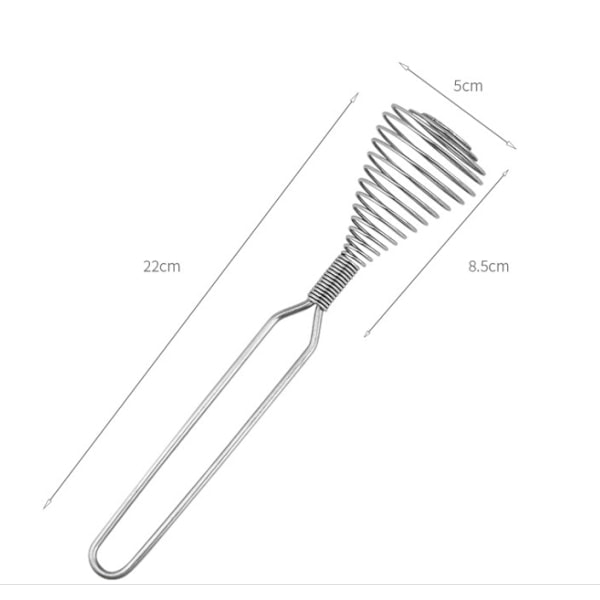 Rostfritt stål spiralvisp - Blanda, rör om och vispa med köksredskap (1 visp), Silver