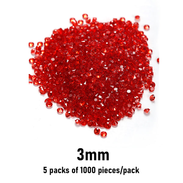 Mörk Röd 5000 st DIY Spetsiga Akryl Diamant Konfetti Ädelstenar för Bröllopsfest