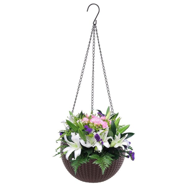 2 st korgar blomkruka hängande hållare set krokar hängande korgar hängande planteringskruka grå/vit/röd/brun