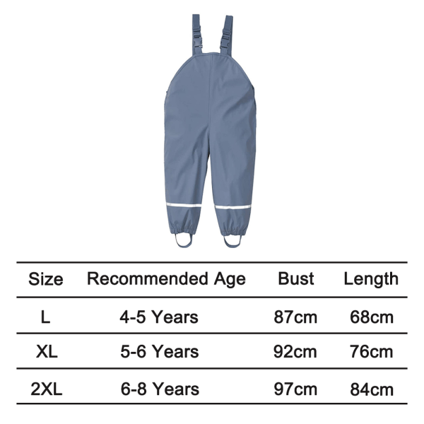 Vattentäta regnbyxor för barn, smutsskyddade hängselbyxor för pojkar och flickor