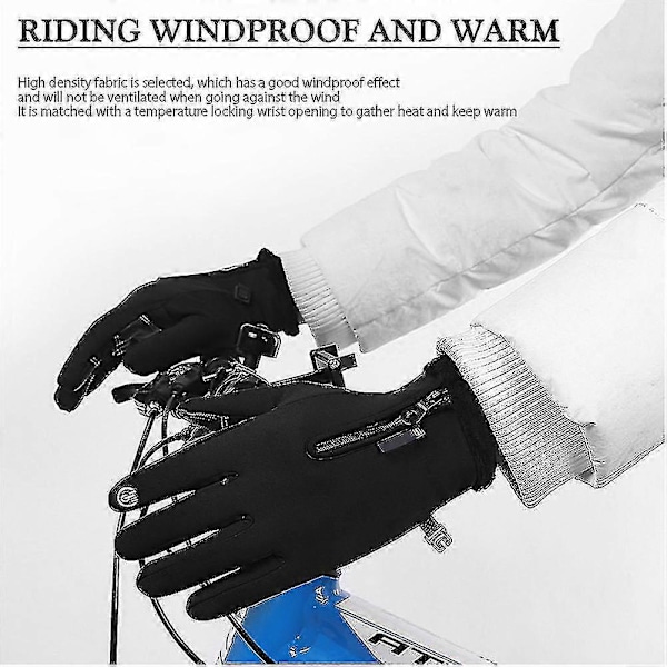 Heta påskerbjudanden! Unisex Vinter Termiska Handskar Portabla Vattentäta Pekskärm Cykelhandskar För Utomhusbruk A0020 SVART A0020 BLACK M