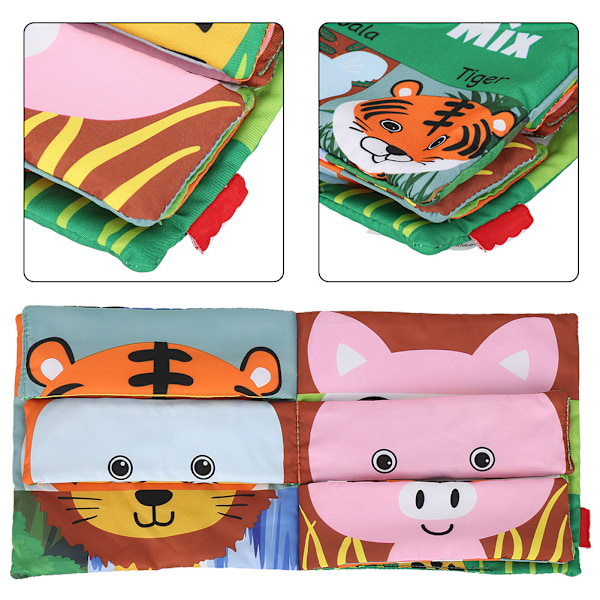 Mjuk baby tyg aktivitet Crinkle The animal Face Matching Book Tidig utbildning tyg bok