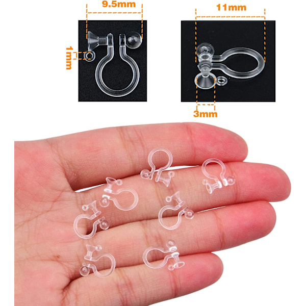 20 st Resin Clip-on Örhänge Konverter Komponent Klar Plast Örhänge Clips Fynd Passar 3mm Strass för Icke-Piercade Öron DIY Örhänge Tillverkning