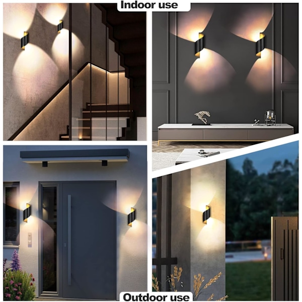 12W Utomhusvägglampa LED Vattentät IP65 Modern Aluminium Utomhusvägglampa Utomhuslampa för Gård Trädgård Terrass Nära Vägg Uteplats Villa Korridor