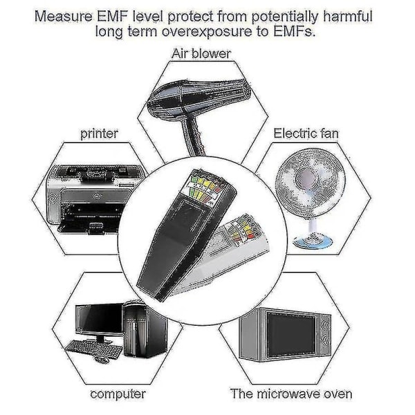 Sommarrea! EMF-mätare Magnetfältsdetektor med 9V Batterier Spökjakt Paranormal Utrustning - Svart [HK]