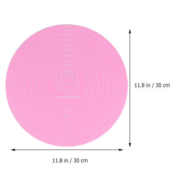 1 st 12-tums Rund Skalad Silikon Bordmatta Kakeplatta Matta Underlägg Baktillbehör (Rosa)