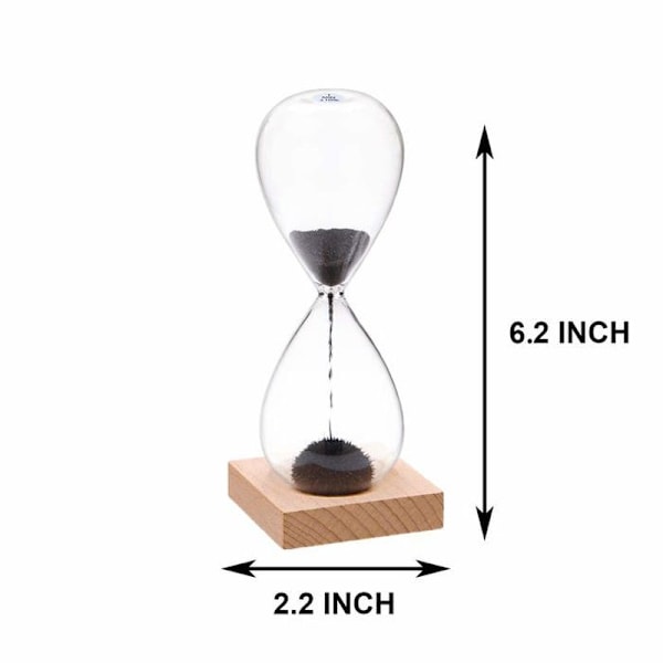 Magnetisk Sandtimer: Sandklocka med Svart Magnetiskt Järnpulver och Träbas, 3 Minuter Sandklocka