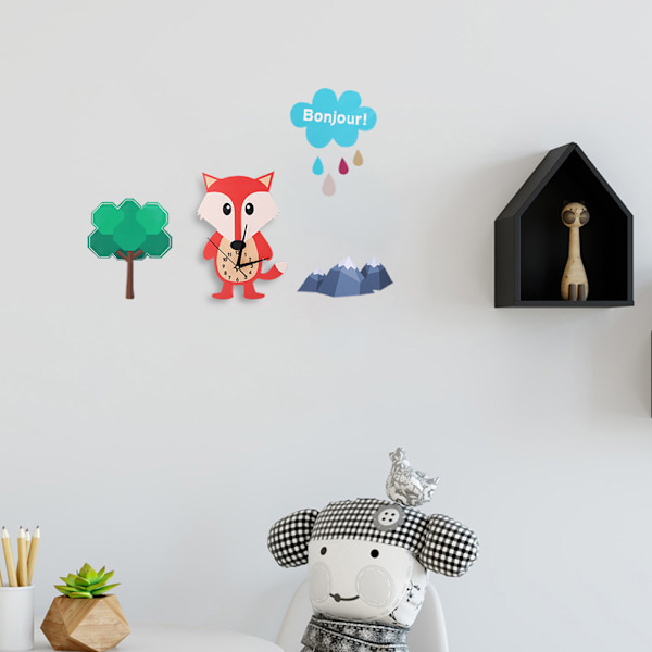 Söt tecknad djurformad väggklocka DIY-dekor för barnrum Hem Sovrum Väggdekoration