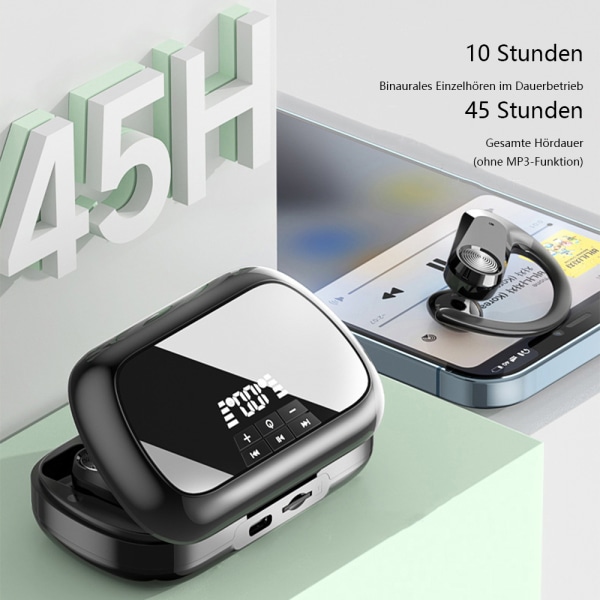 Bluetooth-hörlurar i örat, trådlösa Bluetooth 5.3-hörlurar, LED-display, bekväm passform, djup bas, Bluetooth-sportlurar