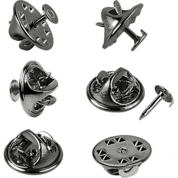Heta påskerbjudanden! 120 par fjärilsklämmor slipsnålar baksida kompatibla med 8 mm långa tomma nålar för hantverkstillverkning (silver) [DB] Black