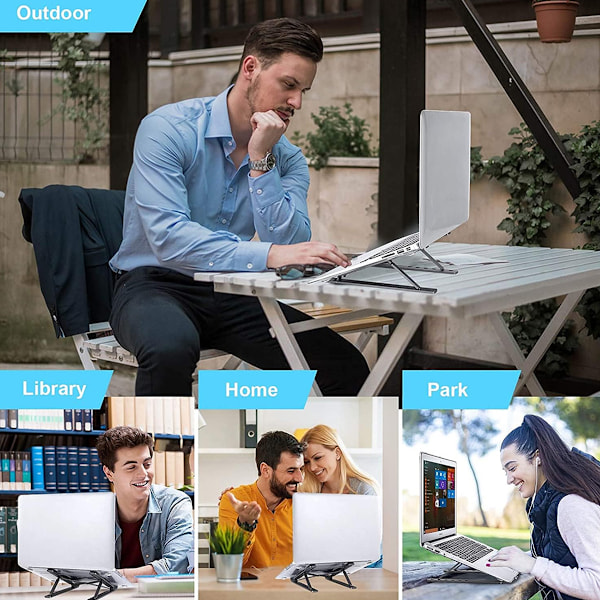 Laptopstativ för skrivbord, justerbart stativ för bärbar dator, stativ för bärbar dator i flera vinklar, hopfällbart stativ i aluminium