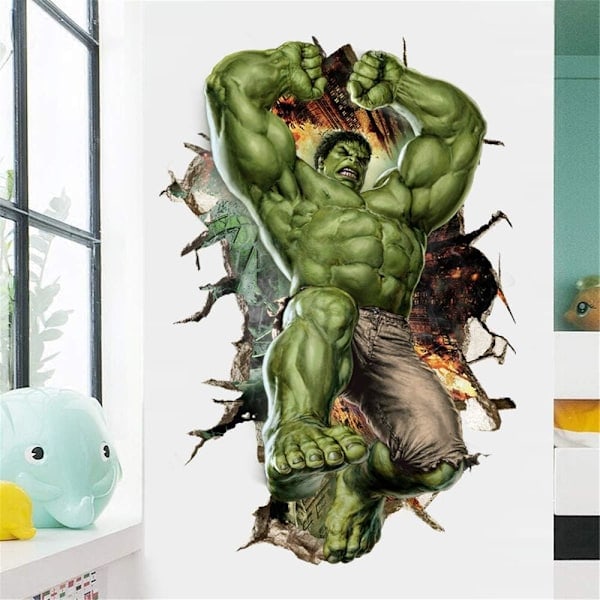 Superhjälte Väggdekal Hulk Väggdekal Utmärkt Vinyl Väggdekal för Pojkars Sovrum Vardagsrum (Storlek 35,4 x 23,6 tum)