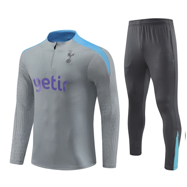 Heta nya erbjudanden! Högkvalitativ 2425 Ny Tottenham Hotspur Vuxen & Barn Långärmad Halv Dragkedja Tränings T-shirt Fotbollströja Set Grå Grå Grey L