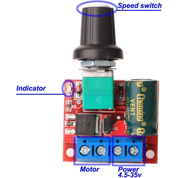 4 mini motorvarvtalsregulatorer, PWM-varvtalsregulatorer, DC 5V-35V 5A justerbara PWM-omkopplare, 6V 12V 24V variabla hastighetsomkopplare med LED-indikator