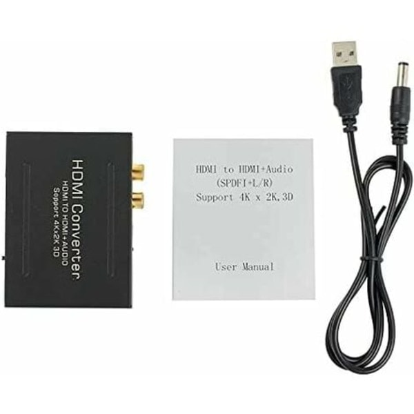 4K HDMI ljudkonverterare 2160P HDMI till HDMI+Optisk SPDIF/Toslink RCA L/R