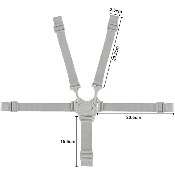 Universell barnstolsele - Justerbar barnstolrem med POM-spänne - Säkerhetsfäste med 5-punkts komfortfäste för babystolar