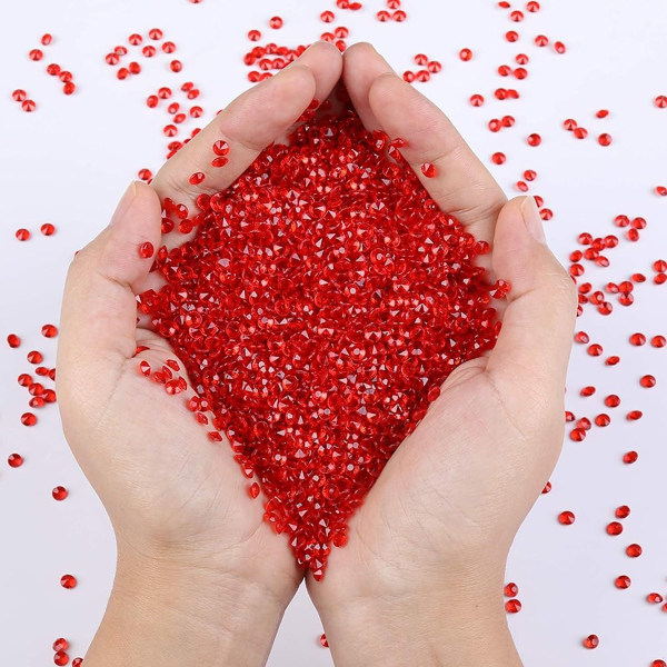Mörk Röd 5000 st DIY Spetsiga Akryl Diamant Konfetti Ädelstenar för Bröllopsfest