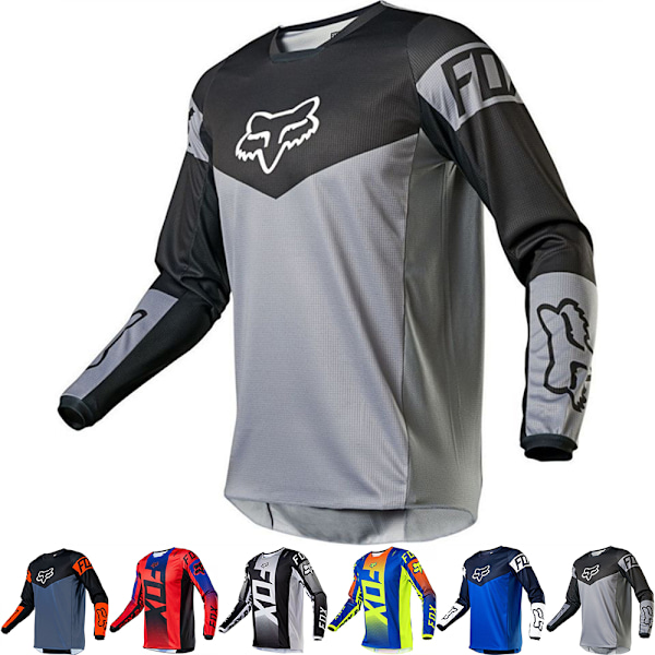 Heta nya erbjudanden! Högkvalitativ Retro Herr FOX Cykeltröja Mountainbike MTB Racing T-shirt Långärmad Fotbollströja E-Grå E-Grå E-Grå E-Grey S