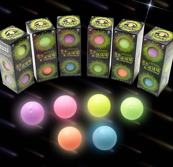 Sommarrea 3st Sticky Ball Glowing Globbles Squash Fidget Leksaker