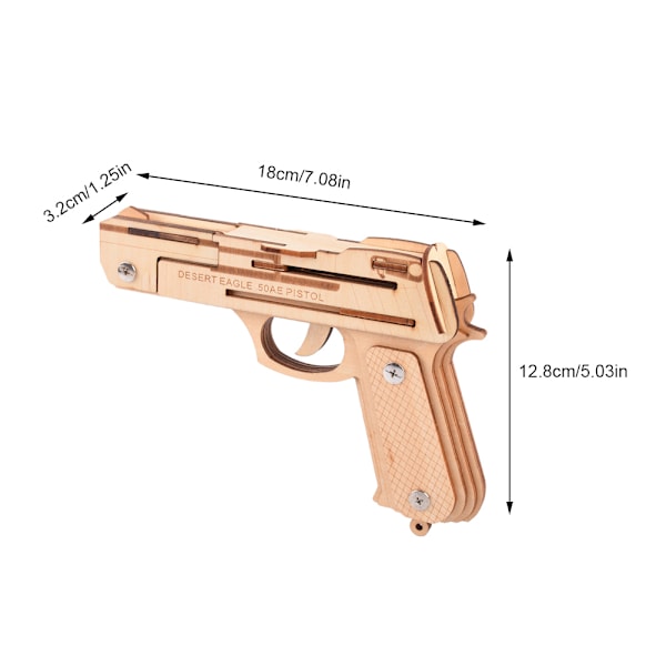 3D Trä Gummiband Pistol Pussel Leksak DIY Handgjord Modell Barn Barn Träslöjd Monteringssats